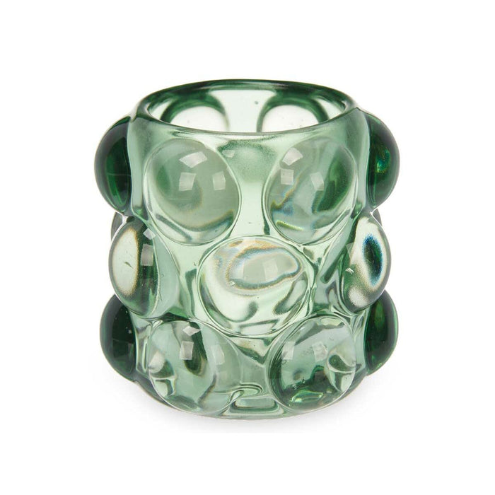 Candleholder Gift Decor Green Crystal 8,4 x 9 x 8,4 cm Microbeads (12 Units)