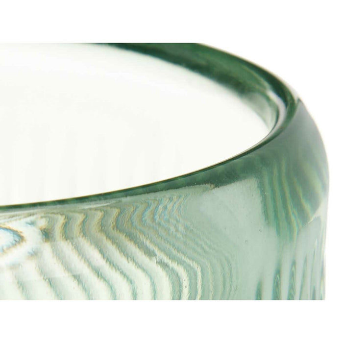 Candleholder Gift Decor Green Crystal 9 x 9,5 x 9 cm Stripes (12 Units)