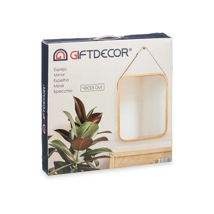 Hanging mirror Gift Decor Natural Rectangular 34 x 41,5 x 1,5 cm (6 Units)