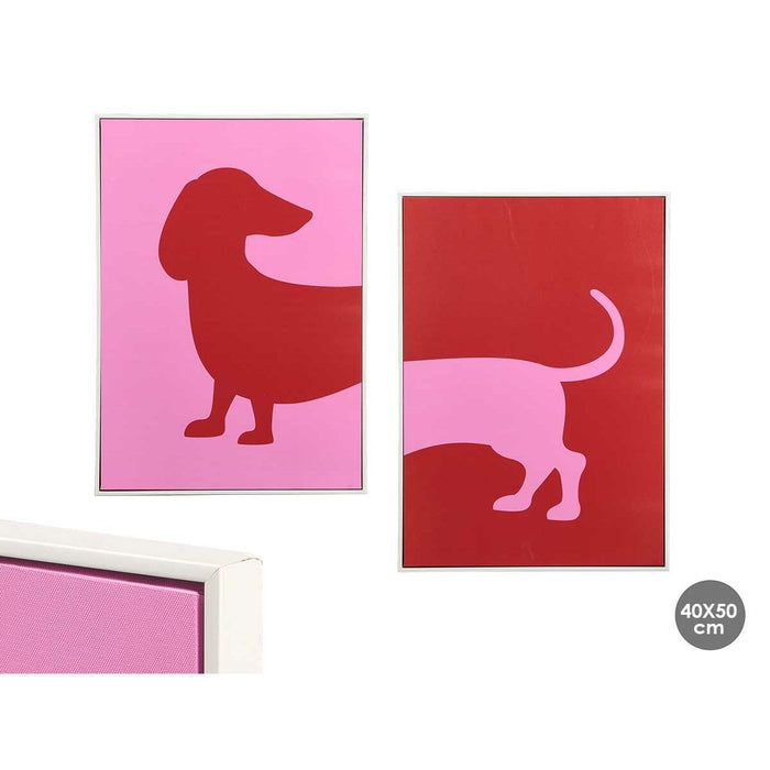 Canvas Gift Decor Red Pink Dog 50 x 3 x 70 cm (4 Units)