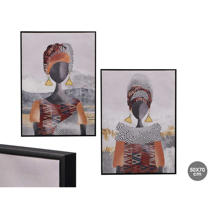 Canvas Gift Decor Red Grey Orange Lady 50 x 3 x 70 cm (4 Units)