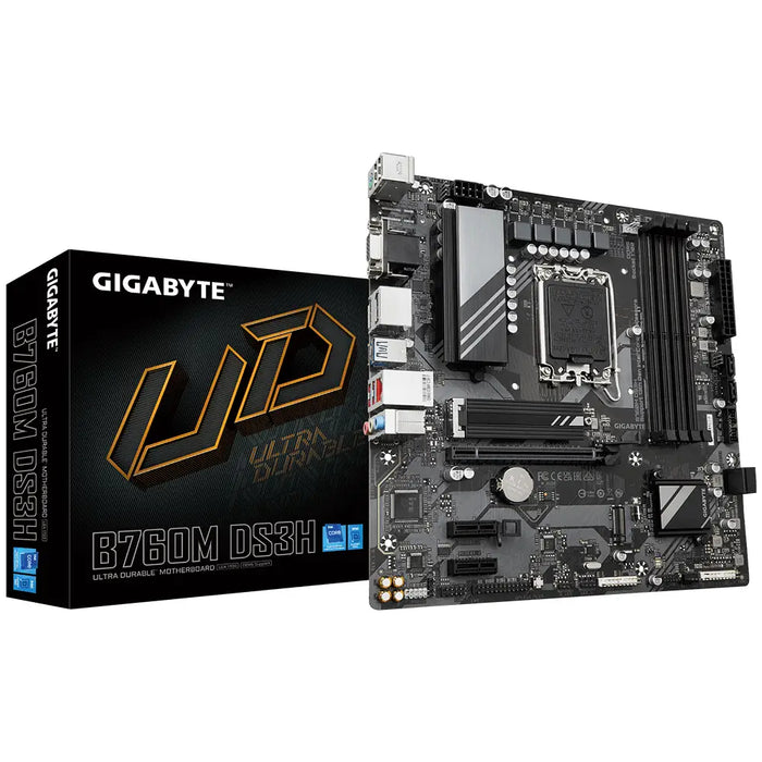 Gigabyte B760M DS3H 1.0 M/B Processor family Intel Processor socket LGA1700 DDR4 DIMM Memory slots 4 Supported hard