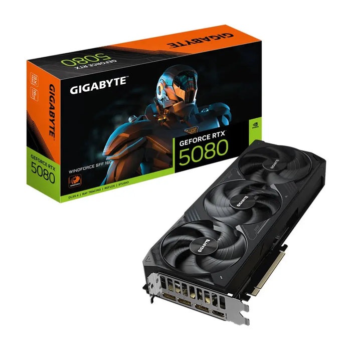 GIGABYTE GeForce RTX 5080 WINDFORCE SFF 16G Graphics Card - 16GB GDDR7 256bit PCI-E 5.0 2617MHz Core Clock 3 x