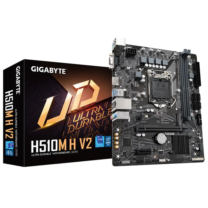 GIGABYTE H510M H V2 Motherboard - Supports Intel Core 11th CPUs up to 3200MHz DDR4 (OC) 1xPCIe 3.0 M.2 GbE LAN USB 3.2