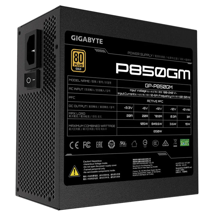Gigabyte P850GM power supply unit 850 W 20 + 4 pin ATX ATX Black - Захранвания<<<Компютърни