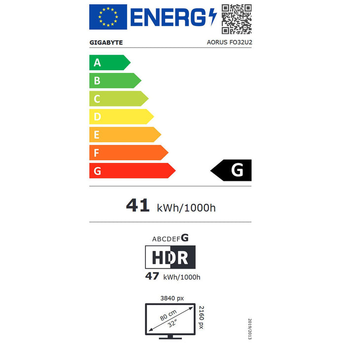 Gaming monitor GIGABYTE AORUS FO32U2, 31.5" QD-OLED, 4K UHD, 240Hz, 0.03ms, Vesa ClearMR 13000, HDR 400, KVM