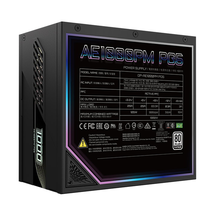 Power supply unit Gigabyte AORUS ELITE P1000W 80+ Platinum, PCIe 5.0