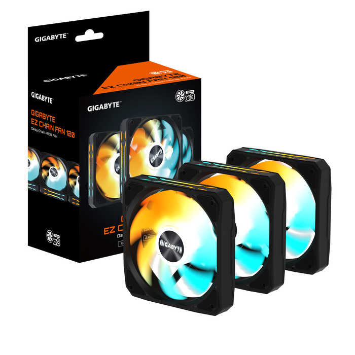 Fan Set 3-Pack GIGABYTE AORUS EZ CHAIN FAN 120, 120x120x25mm ARGB