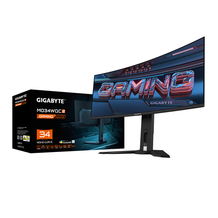 Gaming monitor GIGABYTE MO34WQC2,QD-OLED, WQHD(3440x1440), 240Hz, 0.03ms, Vesa ClearMR 13000, HDR 400, KVM