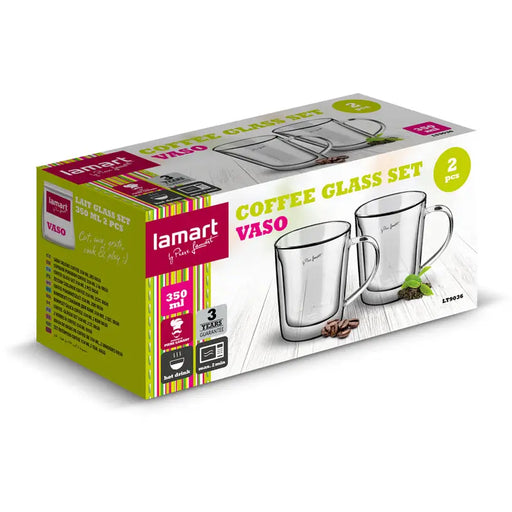 GLASS FOR HOT DRINKS 350 ML 2PCS LT9036 LAMART - Сервизи чаши и чинии<<<Домашни потреби<<<Кухня<<<Praktiker
