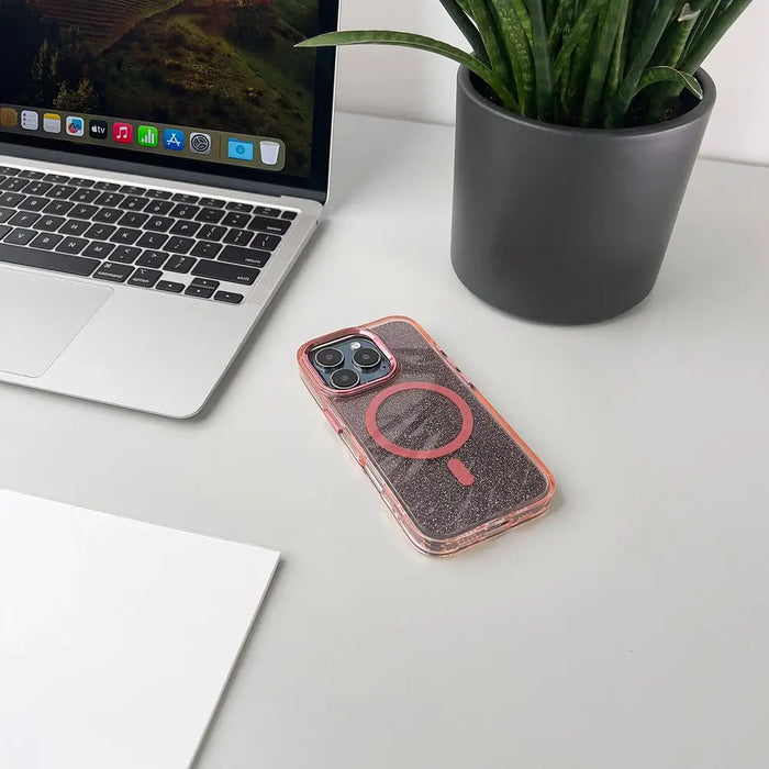 Glitter Case MagSafe Compatible for iPhone 17 - Pink - Cell phone cases and covers<<<HurtelXML