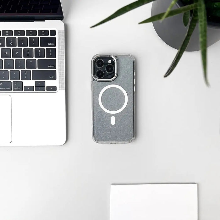 Glitter Case MagSafe for iPhone 16 Plus - white with glitter - Cell phone cases and covers<<<HurtelXML