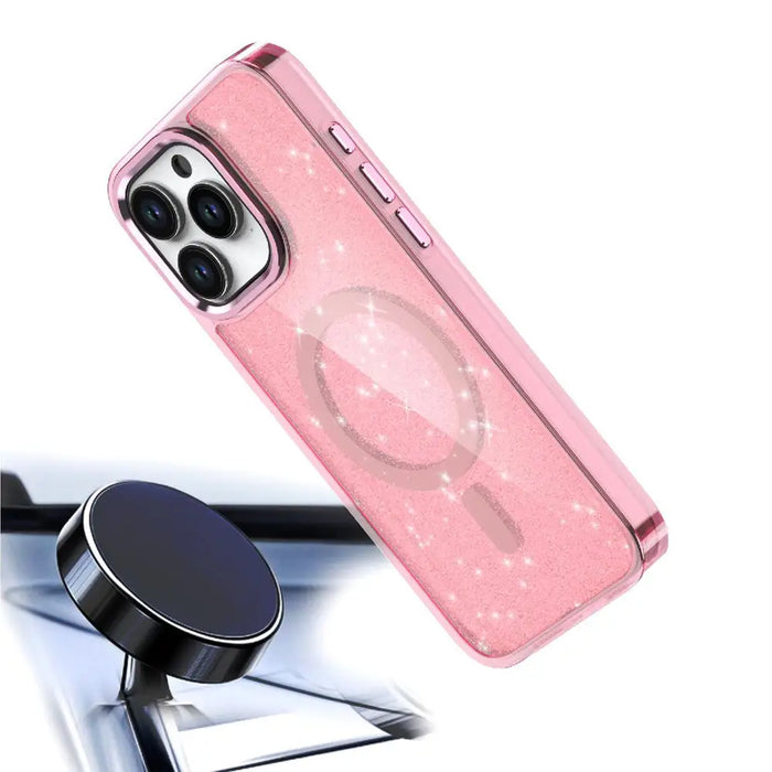 Glitter Case MagSafe for iPhone 16 Pro - pink with glitter - Cell phone cases and covers<<<HurtelXML
