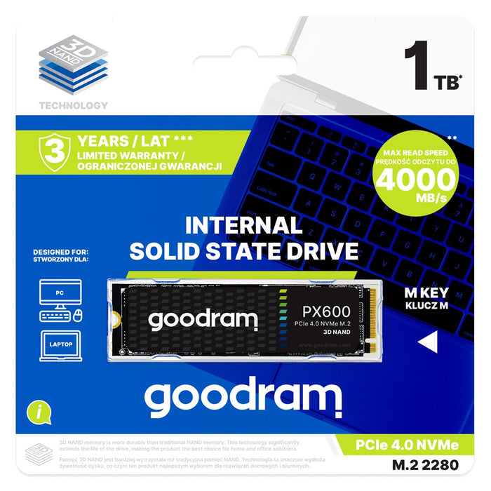 Goodram SSDPR-PX600-250-80 internal solid state drive 250 GB M.2 PCI Express 4.0 NVMe 3D NAND