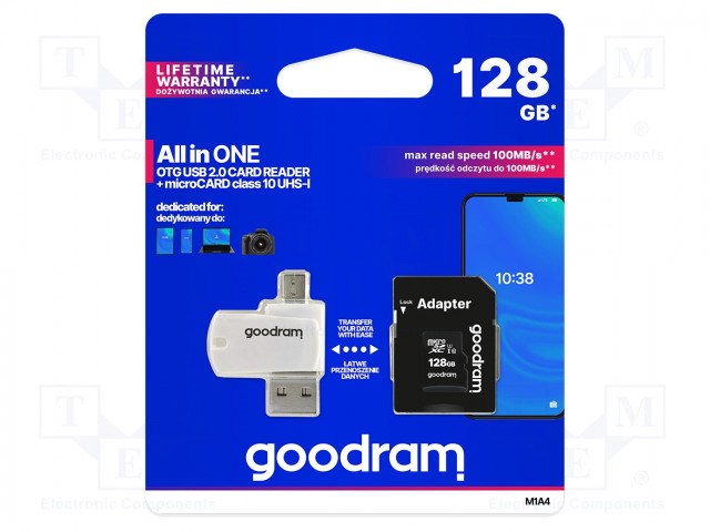 Goodram M1A4-1280R12 memory card 128 GB MicroSDHC Class 10 UHS-I