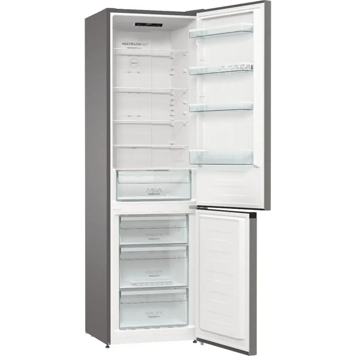 Gorenje NRK6202EXL4 fridge-freezer Freestanding 331 L E Grey - Freestanding refrigerator-freezers