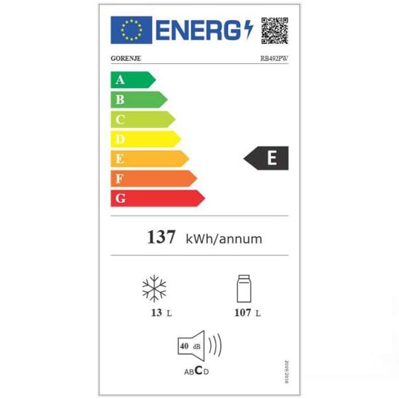 Refrigerator GORENJE RB492PW, 120 l