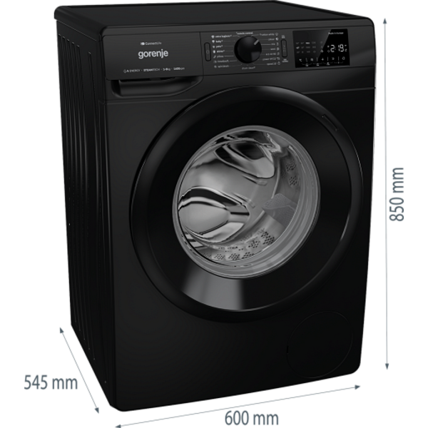 Washing machine GORENJE WPNEI84A1SW/B, 8 kg, ConnectLife, 1400 rpm. Black
