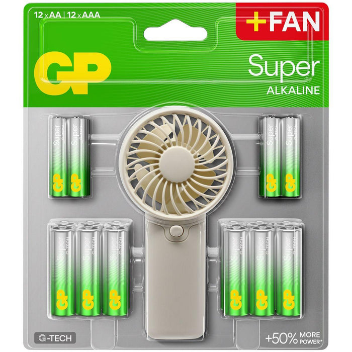GP SUMMER PACK Alkaline batteries Super AA x 12 pcs. + Super AAA x 12 pcs. + Fan/ Fan/ GP BATTERIES