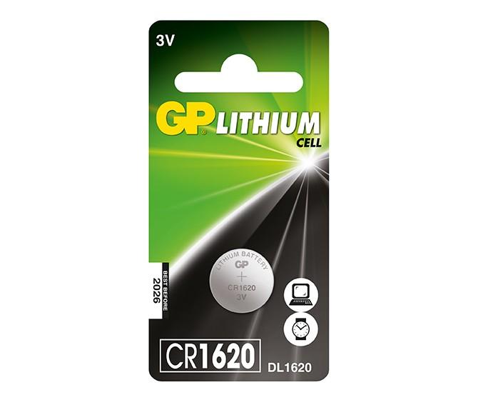 Lithium button battery GP CR-1620 3V 1pc. in blister GP
