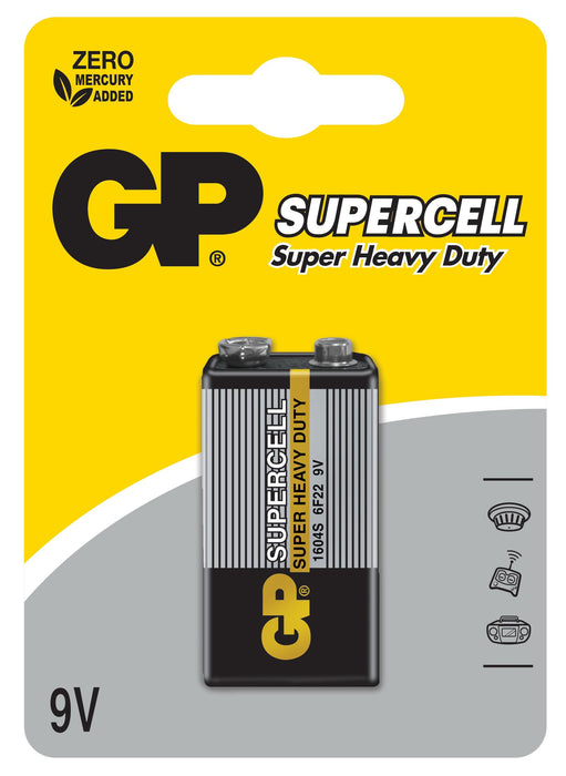 Zinc carbon battery GP 6F22 /9V/ Supercell 1604E 1 pc. shrink