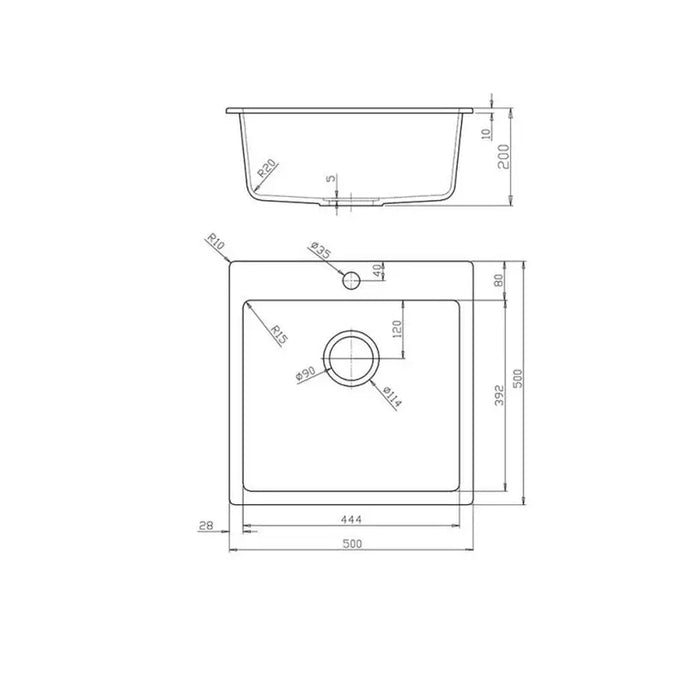 GRANITE KITCHEN SINK 5050 INTER CERAMIC SQUARE 50X50X20 CM BLACK - Кухненски мивки<<<Кухненски мивки<<<Кухня<<<Praktiker