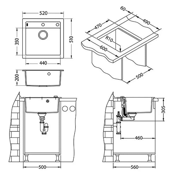 GRANITE KITCHEN SINK ALVEUS FORMIC 20 52X50X20 CM. BLACK - Кухненски мивки<<<Кухненски мивки<<<Кухня<<<Praktiker