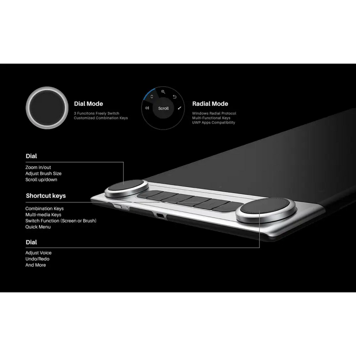 Graphic display tablet HUION Inspiroy Dial 2 5080 LPI Black - Математика и информатика<<<STEM<<<ValiAPI&&&Графични