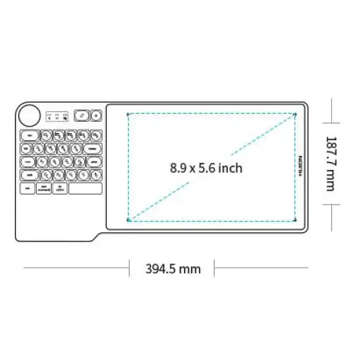 Graphics tablet HUION Inspiroy Keydial KD200 USB-C Bluetooth Metal Grey - Графични таблети<<<Лаптопи таблети и