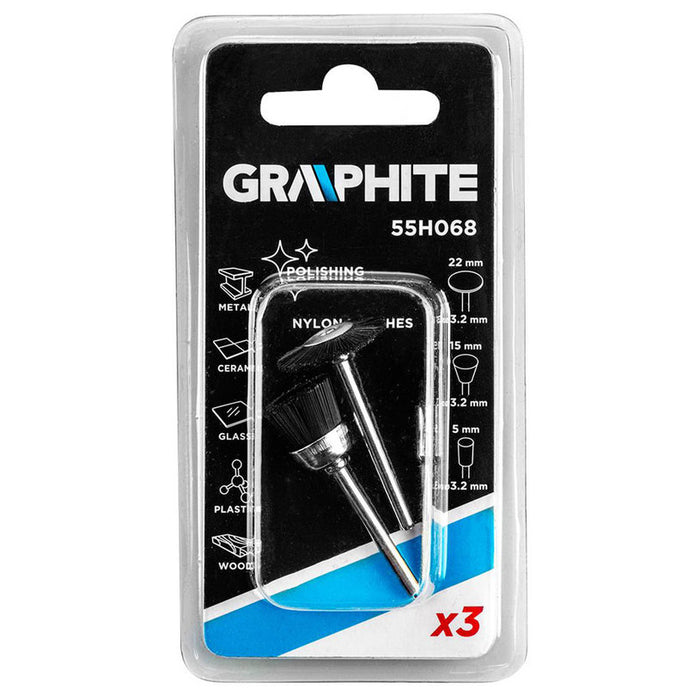 NYLON WIRE BRUSH SET 3 PIECES GRAPHITE 55H068