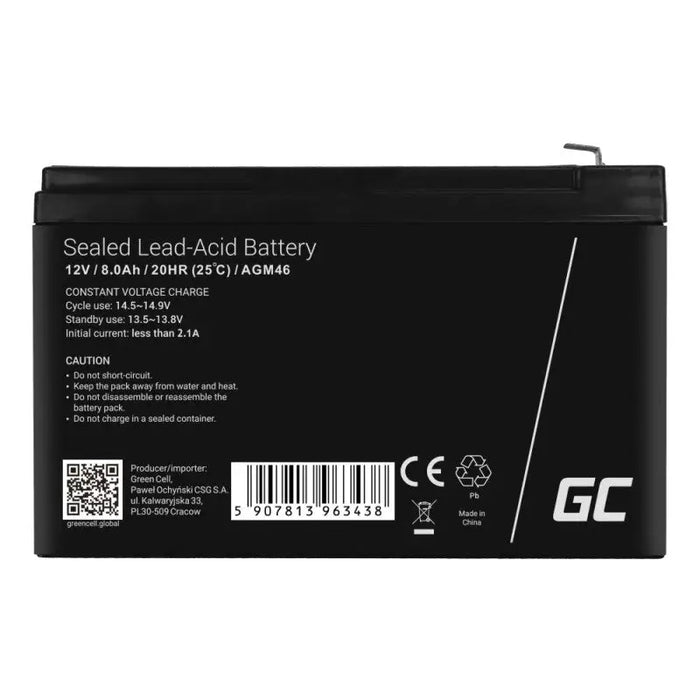 Green Cell AGM46 industrial rechargeable battery Sealed Lead Acid (VRLA) 8000 mAh 12 V - BatteriesZSI-AKU<<<Emergency