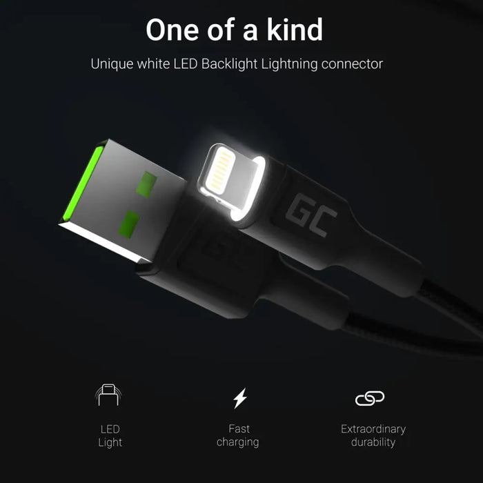 Green Cell KABGC12 lightning cable 2 m Black - USB cablesKBA-USB<<<Cables and adaptersKBA<<<ActionPL