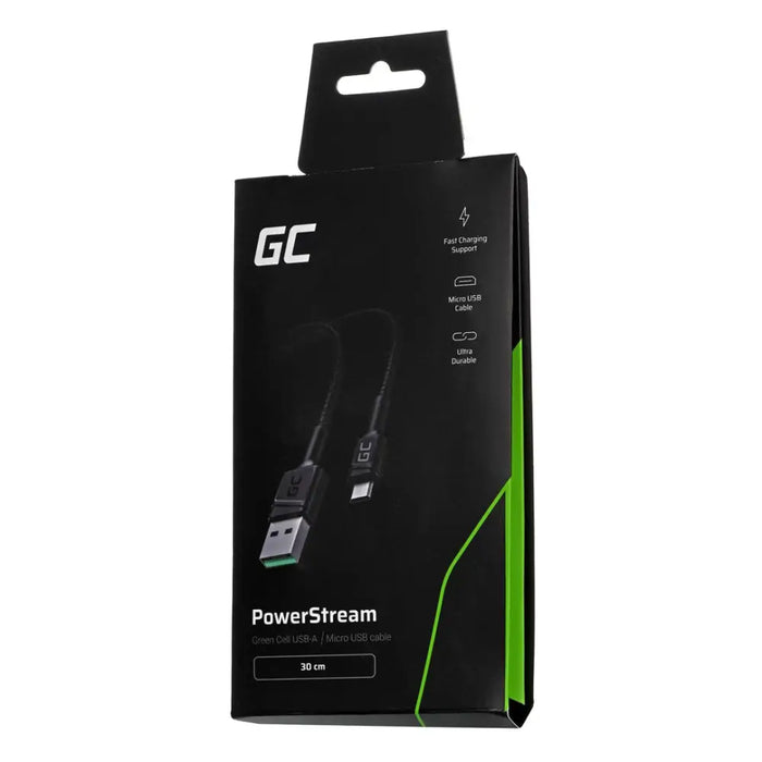 Green Cell KABGC23 USB cable USB 2.0 0.3 m USB A Micro-USB B Black - USB cablesKBA-USB<<<Cables