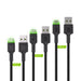Green Cell Set 3x GC Ray USB-C Cable 30cm 120cm 200cm with green LED backlight fast charging UC QC 3.0 - USB