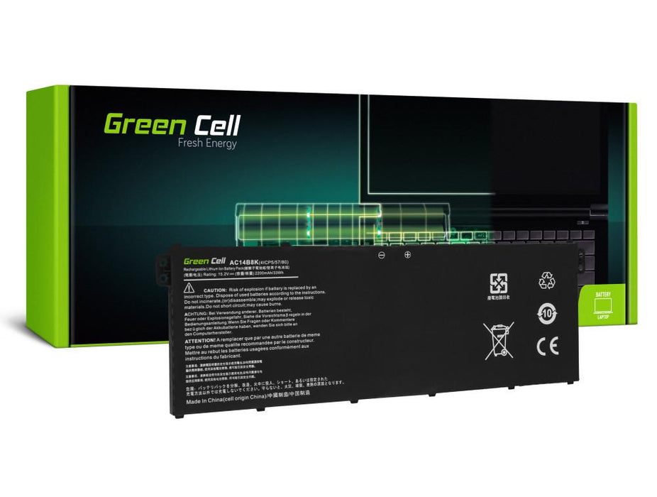 GREEN CELL laptop battery, ACER AC14B3K AC14B8K Aspire 5 A515 A517 R15 R5-571T LiIPo 15.2V 2100mAh