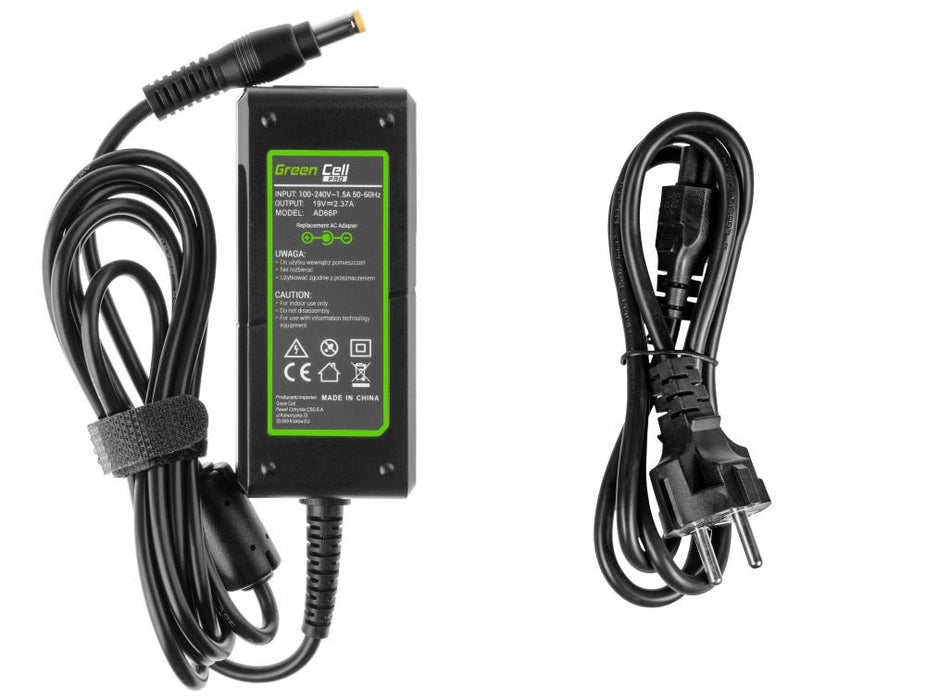 Laptop power supply GREEN CELL, PRO Charger / AC Adapter 19V 2.37A 45W for Acer 5.5mm- 1.7mm