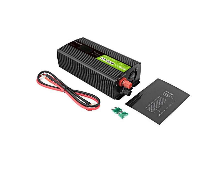 Inverter GREEN CELL, 12/220V, DC/AC, 500W/1000W INVGC12P500LCD LCD, Pure sine wave