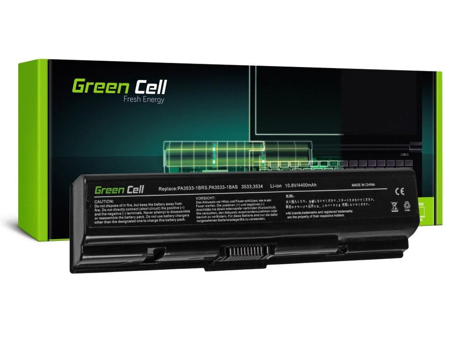 Laptop battery GREEN CELL, Toshiba Satellite A200 A300 A500 L200 L300 L500 PA3534U, 10.8V, 4400 mAh