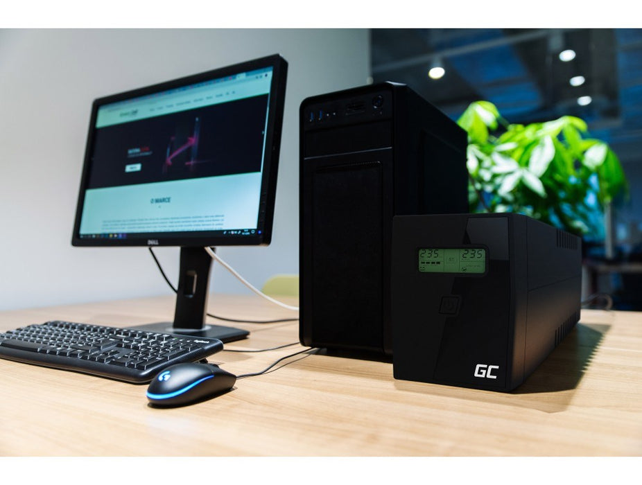 Green Cell UPS01LCD uninterruptible power supply (UPS) Line-Interactive 0.6 kVA 360 W 2 AC outlet(s)