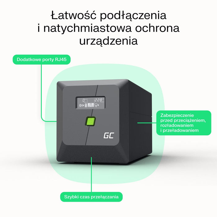 Green Cell uninterruptible power supply (UPS) Line-Interactive 0.85 kVA 480 W 2 AC outlet(s)