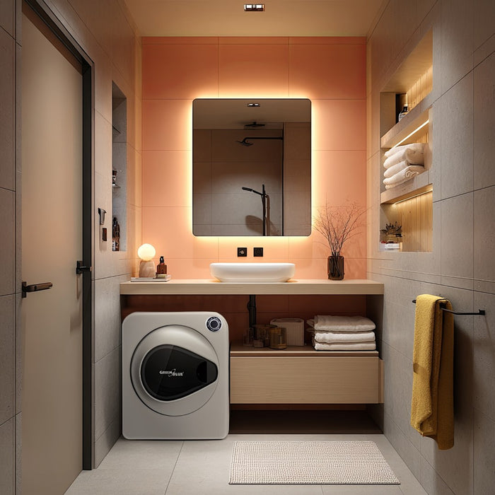 GreenBlue GB405 Tumble Dryer Electric Clothes 830W 3kg Mini Travel Vented Freestanding Wall Mount 5 Drying Programs