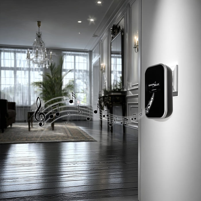 GreenBlue GB157 B Kinetic Battery-free Wireless Dorr Bell, Melodies, Black, Range up to 200m, IP44