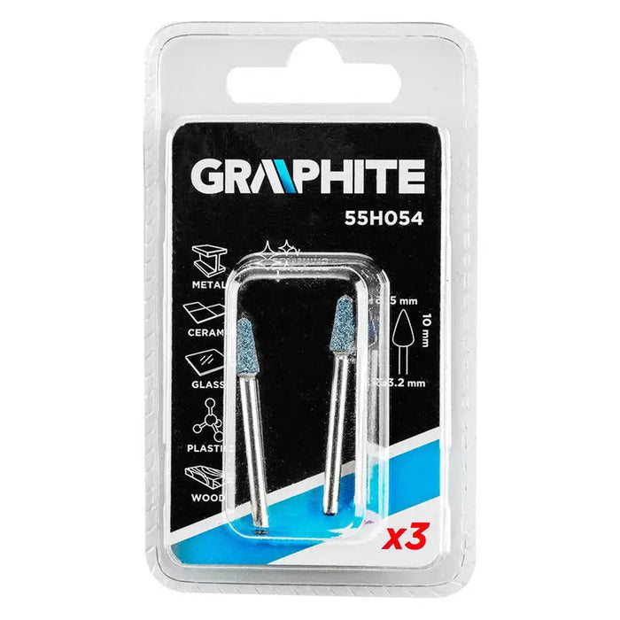 GRINDER SET 5X10 MM 3 PIECES GRAPHITE 55H054 - Аксесоари за dremel<<<Консумативи за електроинструменти<<<Инструменти и