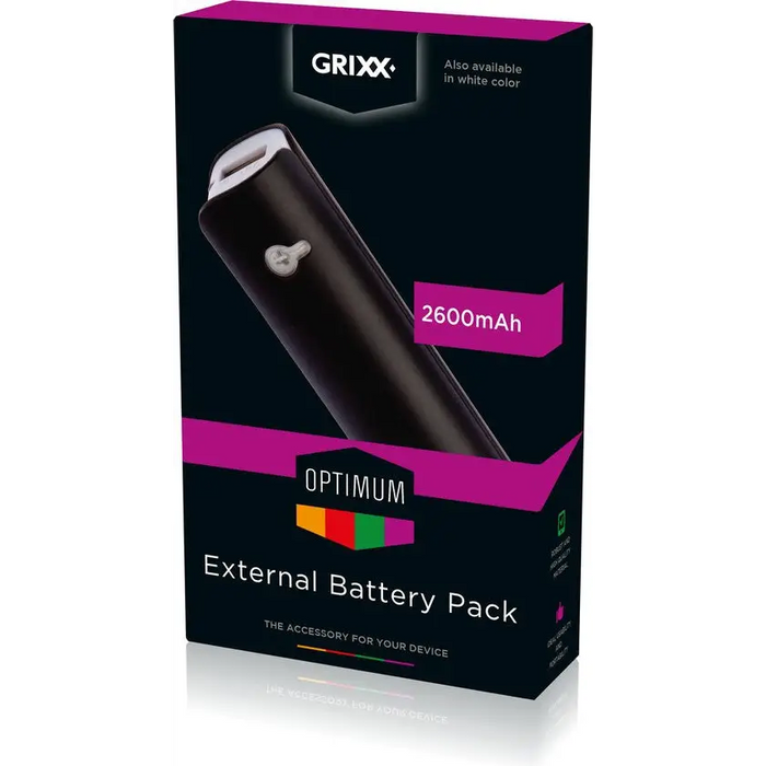 Grixx External battery 2600mAh Black - Преносими батерии<<<Батерии<<<Аксесоари<<<MediaTrade