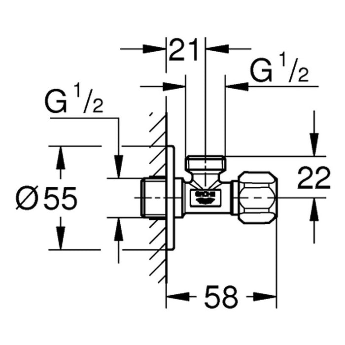 CORNER FAUCET 1/2X1/2 GROHE 22032000