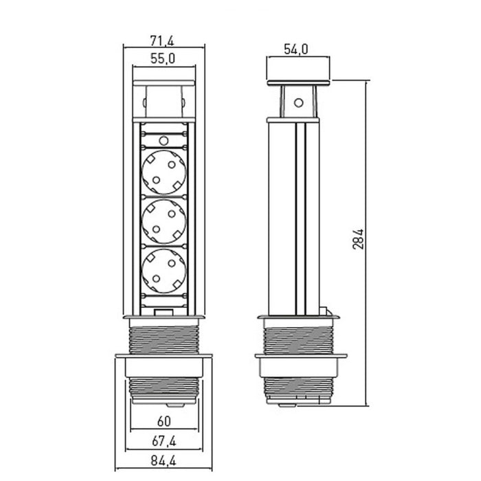 BUILT-IN SPLITTER 3 SOCKETS WITH CABLE SILVER GTV