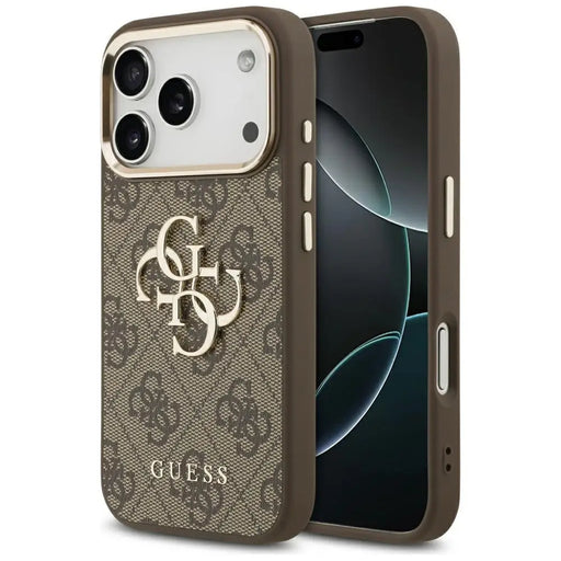 Guess 4G Big 4G Classic Logo Case for iPhone 17 Pro - Brown and Gold - Cell phone cases and covers<<<HurtelXML