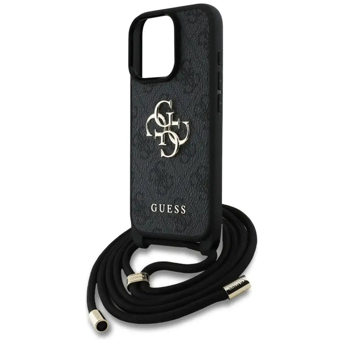 Guess 4G Big Logo Cord Stap Crossbody Case for iPhone 16 Pro Black - Cell phone cases and covers<<<HurtelXML