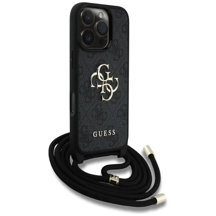 Guess 4G Big Logo Cord Stap Crossbody Case for iPhone 16 Pro Black - Cell phone cases and covers<<<HurtelXML