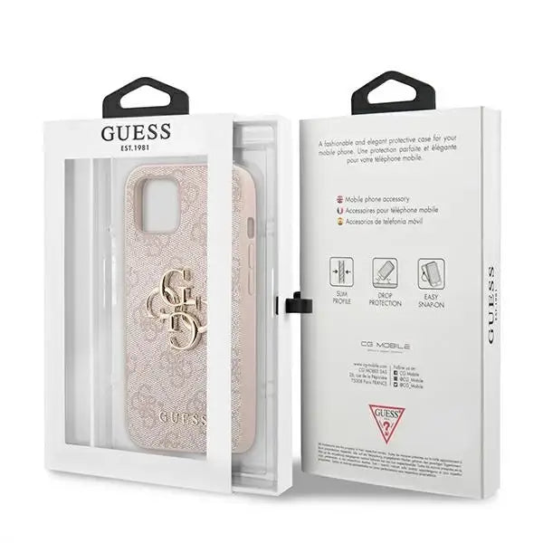 Guess 4G Big Metal Logo Case for iPhone 13 / 14 / 15 6.1’’ - Pink - Cell phone cases and covers<<<HurtelXML